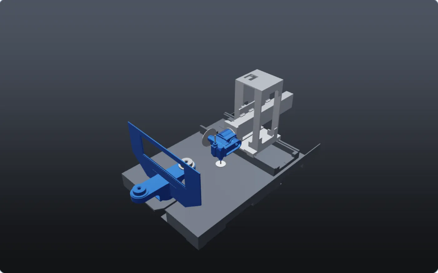 Grinding machine modelled in CncSim from the customer's STEP file