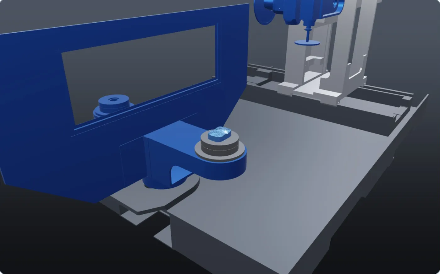 Scanned casting entering the work zone of the machine